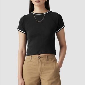 Levi's Black Cropped Ringer Tee with White Trim